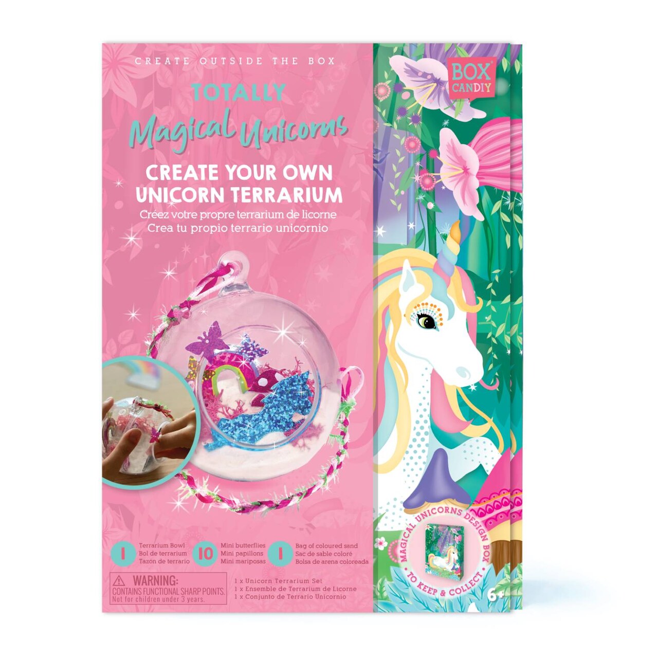 BOX CANDIY Rainbow Unicorn Terrarium Plastic Globe Sand Art Craft